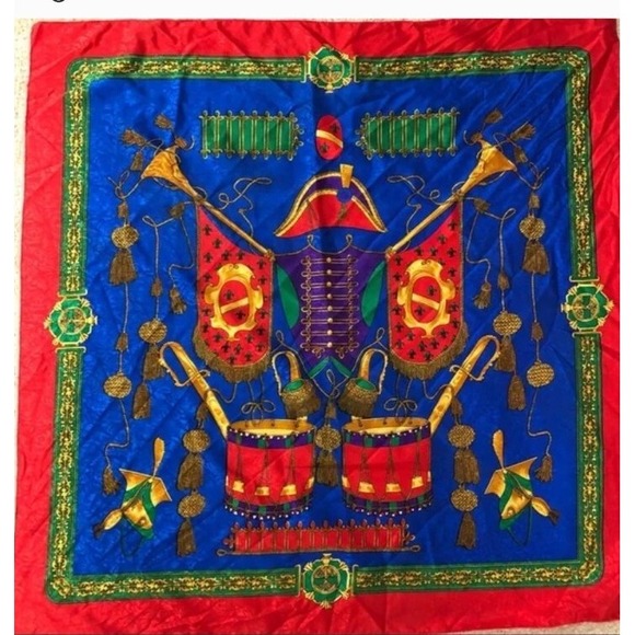 Vintage Accessories - Vintage Scarf Shawl Nutcracker Shield Drums Trumpets Coat Of Arms